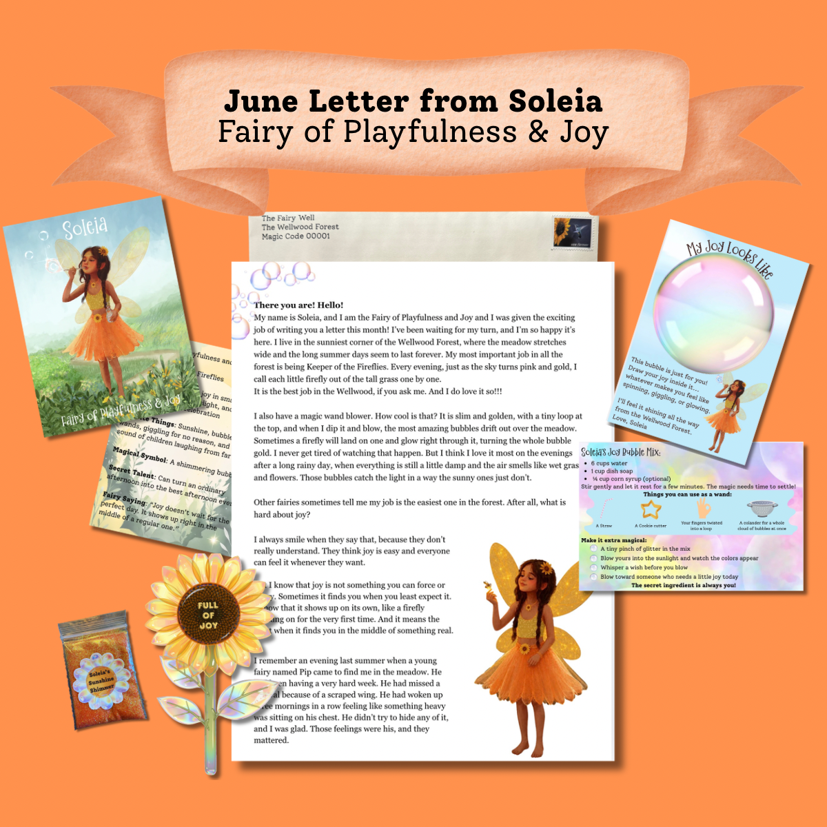 Fairy Mail Collection of items related to Soleia, the Fairy of Playfulness & Joy
